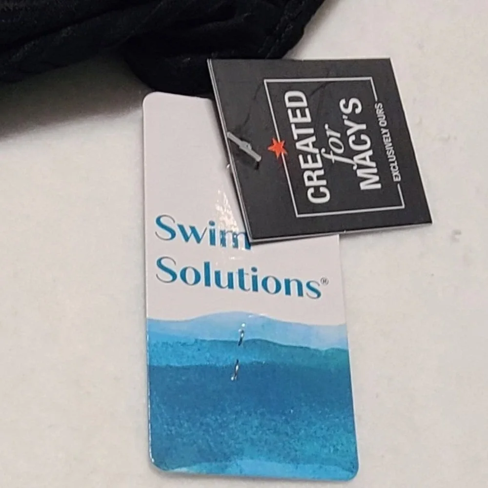 Swim Solutions Women's Black Twist Bra Shirred Mio One Piece Swimsuit 18 NEW - Picture 2 of 7